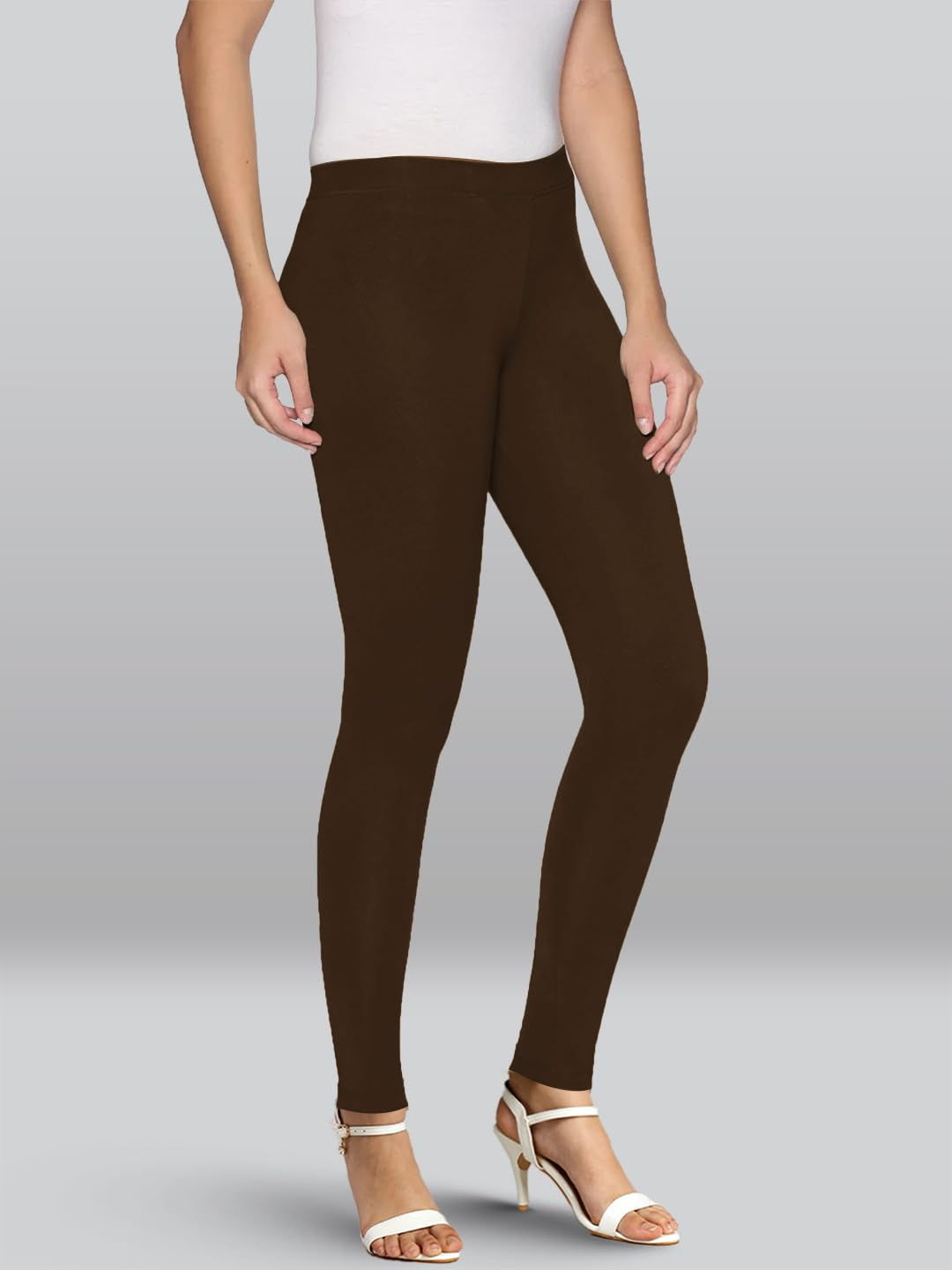 Premium Viscose Stretchable Ankle Length Leggings for Women - Dark Chocolate - Image 4