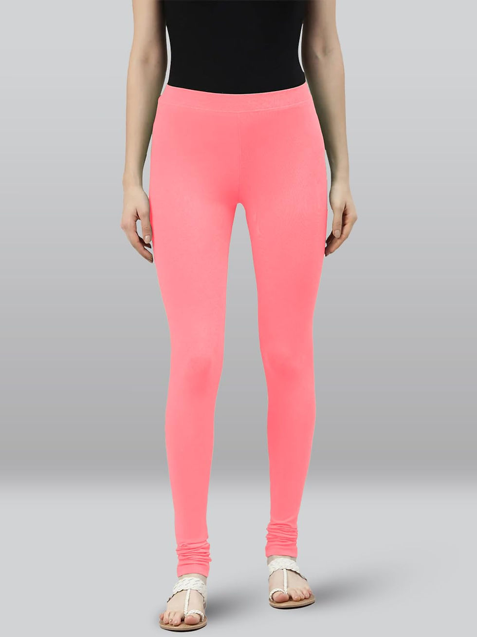 Premium Viscose Full Length Churidar Leggings for Women - Light Pink - Image 2