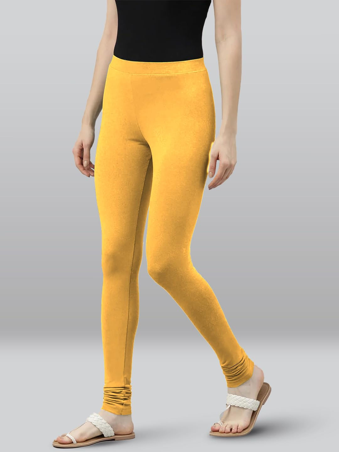 Premium Viscose Full Length Churidar Leggings for Women - Mango - Image 4