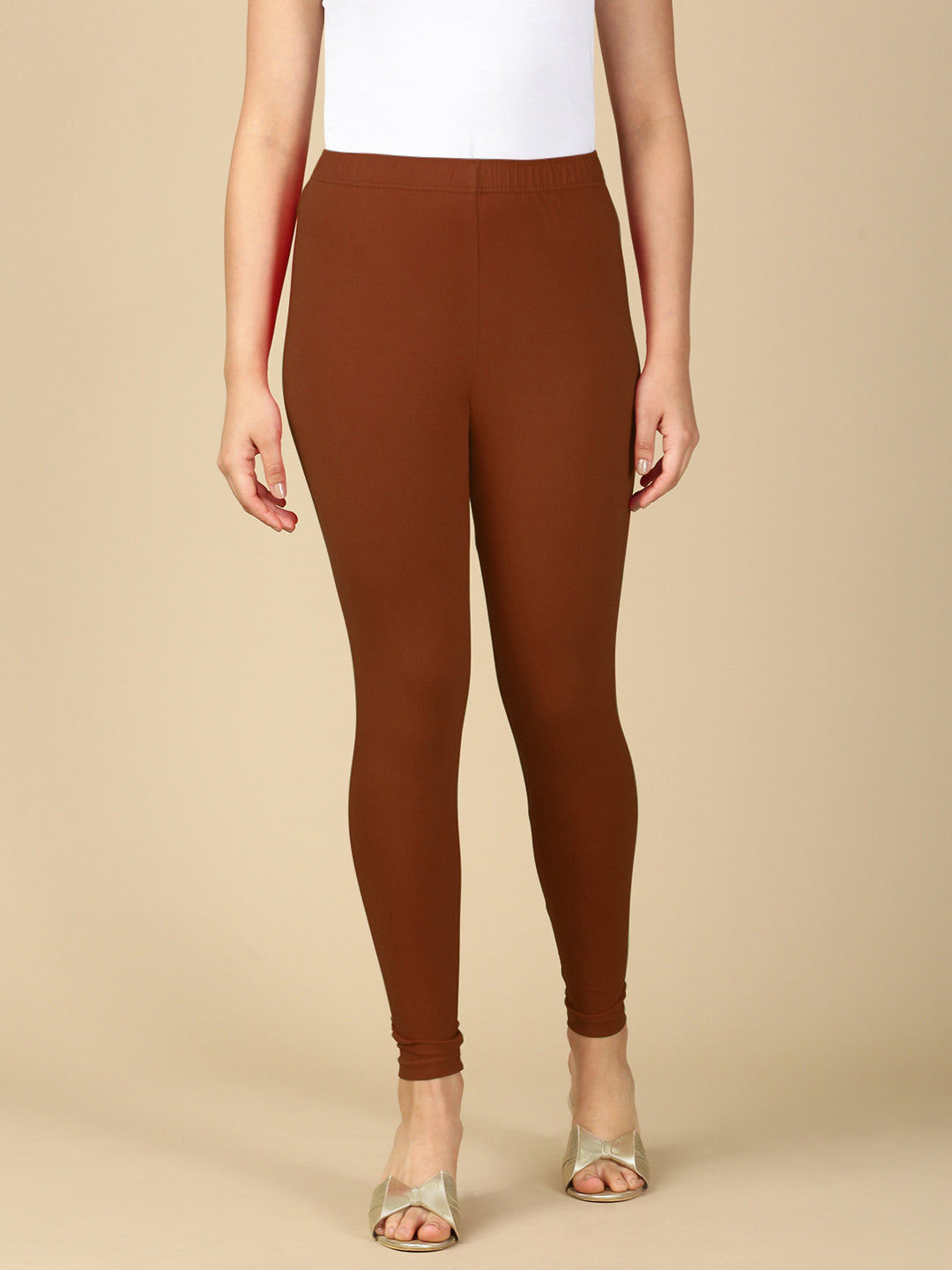 M Brown Premium Cotton Stretch Ankle Length Leggings