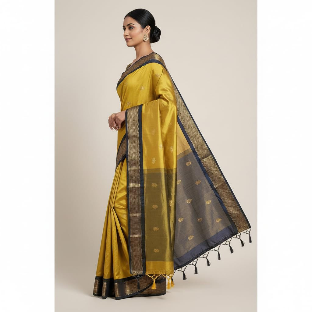 Kanjeevaram Elegant Paithani Zari Woven Design Cotton Sico Silk Saree With Running Blouse Piece - Image 3