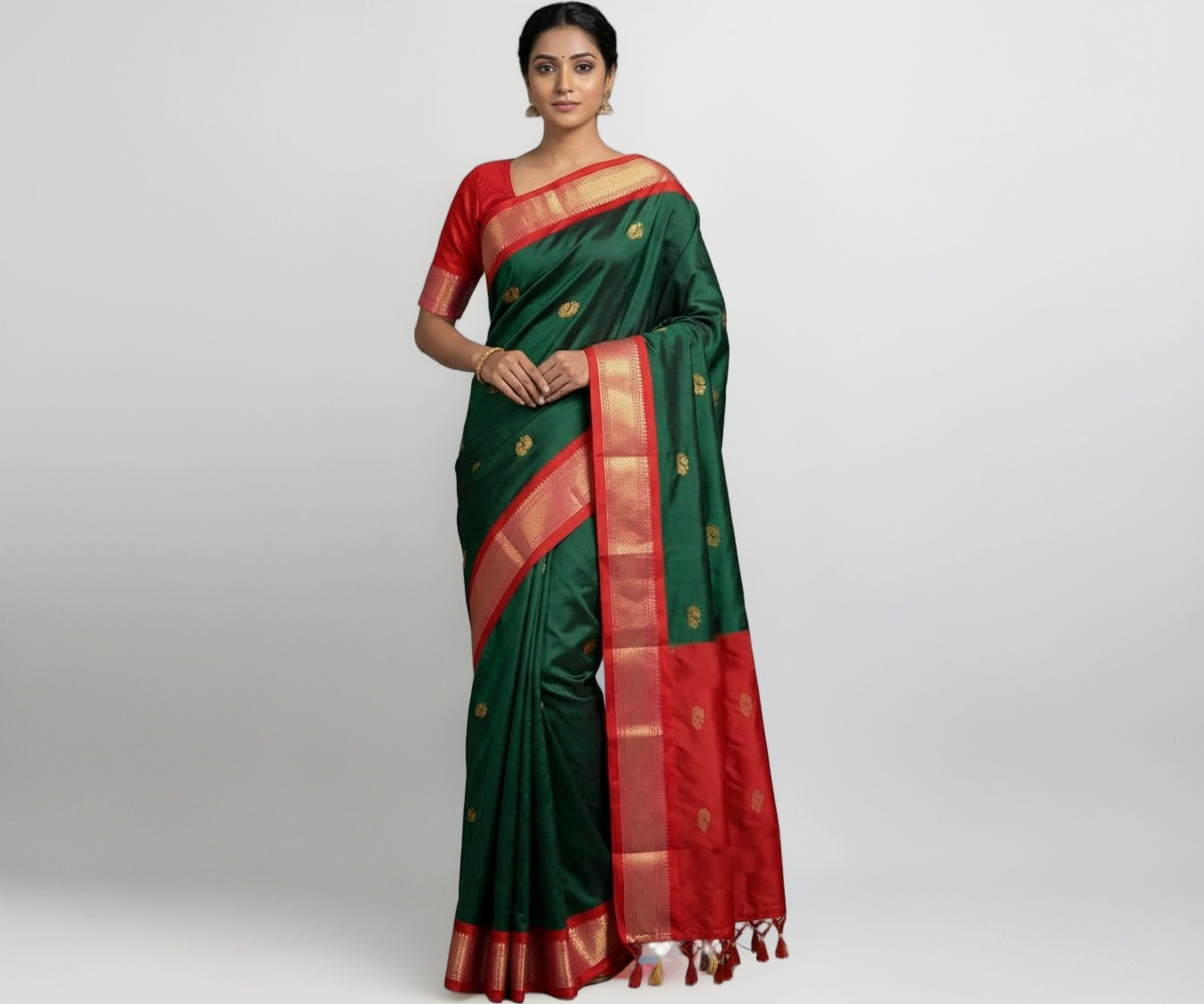 Kanjeevaram Elegant Paithani Zari Woven Design Cotton Sico Silk Saree With Running Blouse Piece - Image 1