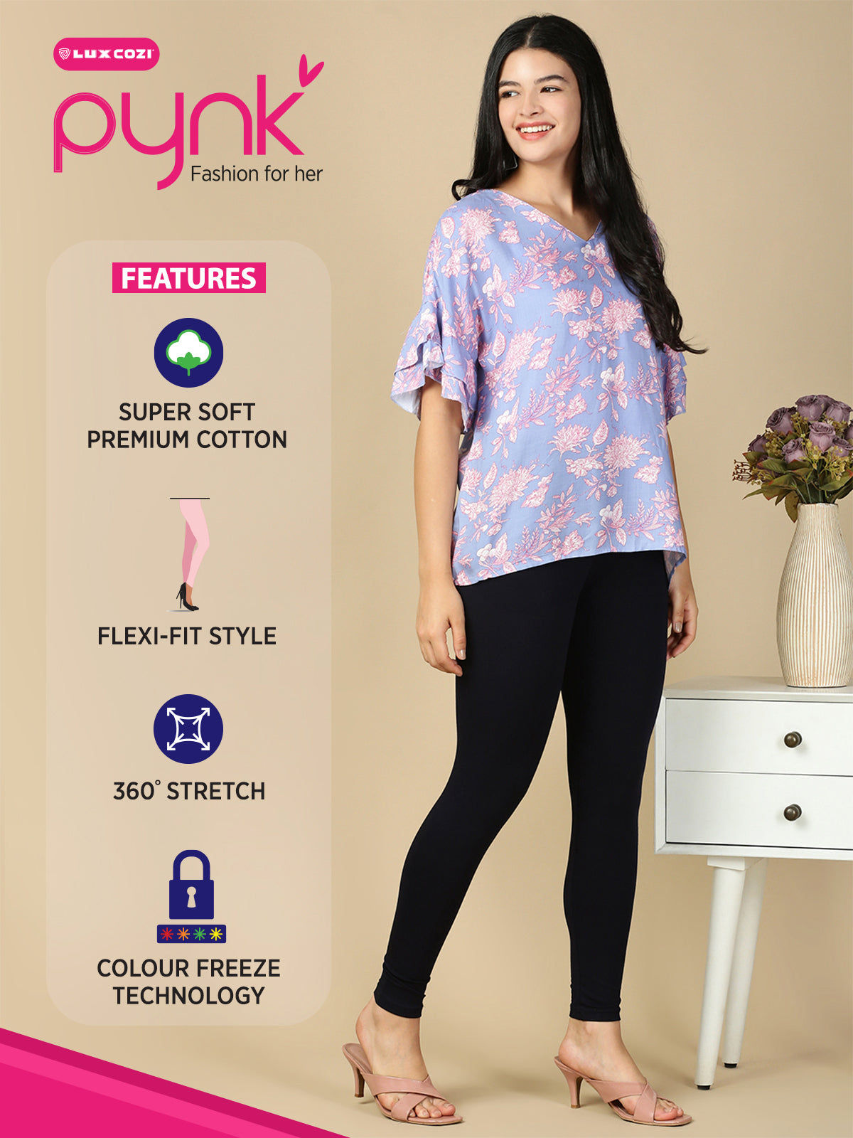 Deep Navy Premium Cotton Stretch Ankle Length Leggings