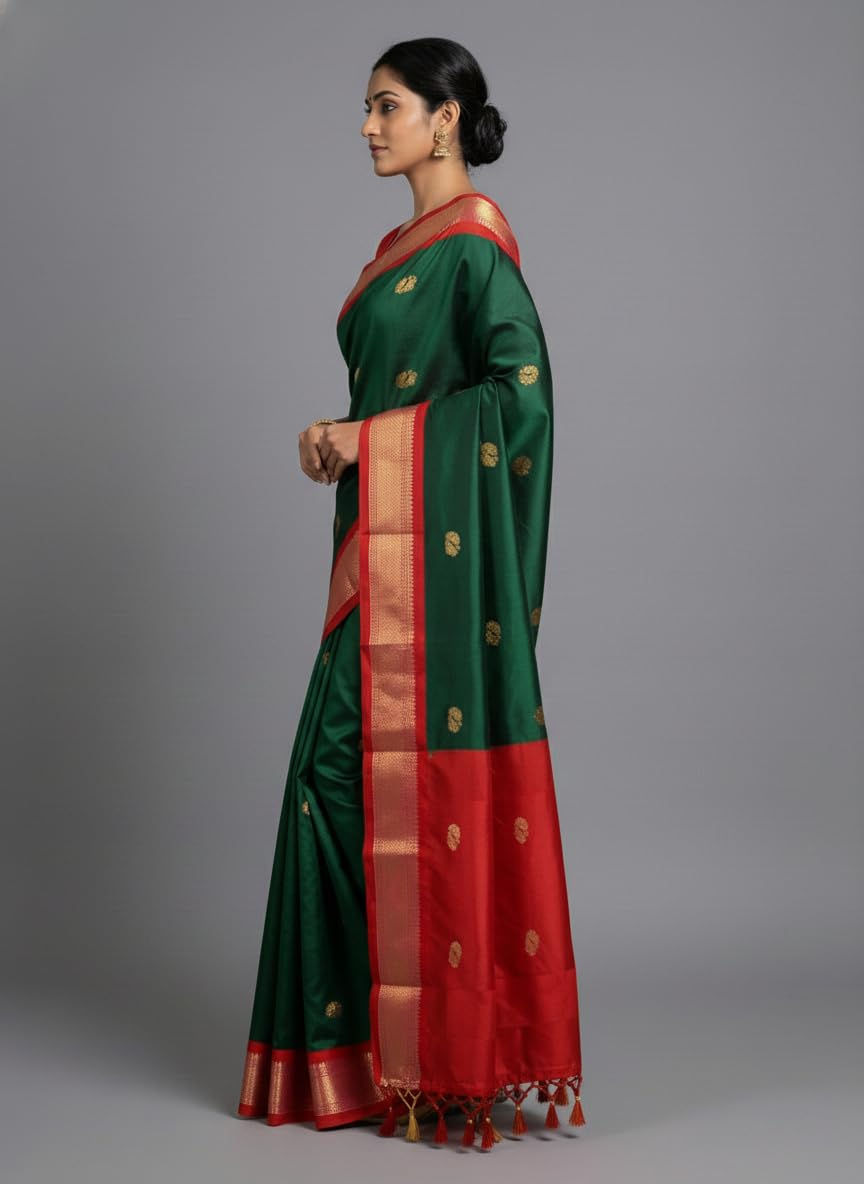 Kanjeevaram Elegant Paithani Zari Woven Design Cotton Sico Silk Saree With Running Blouse Piece - Image 2