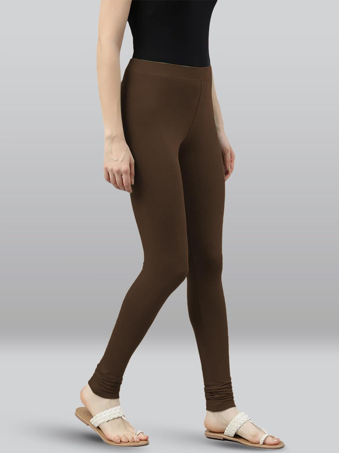 Premium Viscose Full Length Churidar Leggings for Women - Dark Chocolate - Image 5
