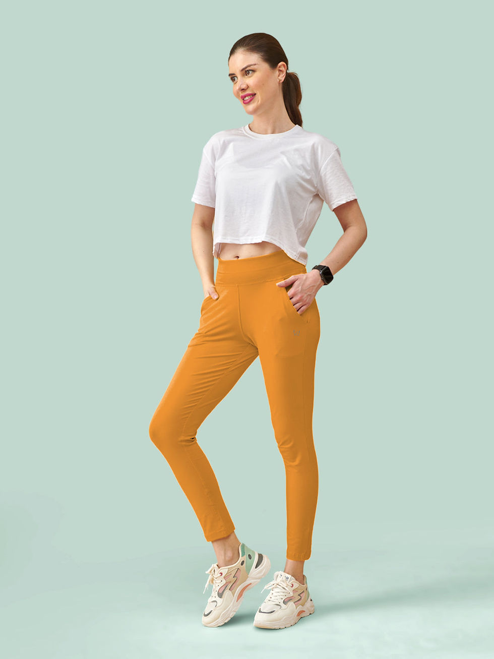 Mustard Yellow High Rise Ankle Length Leggings