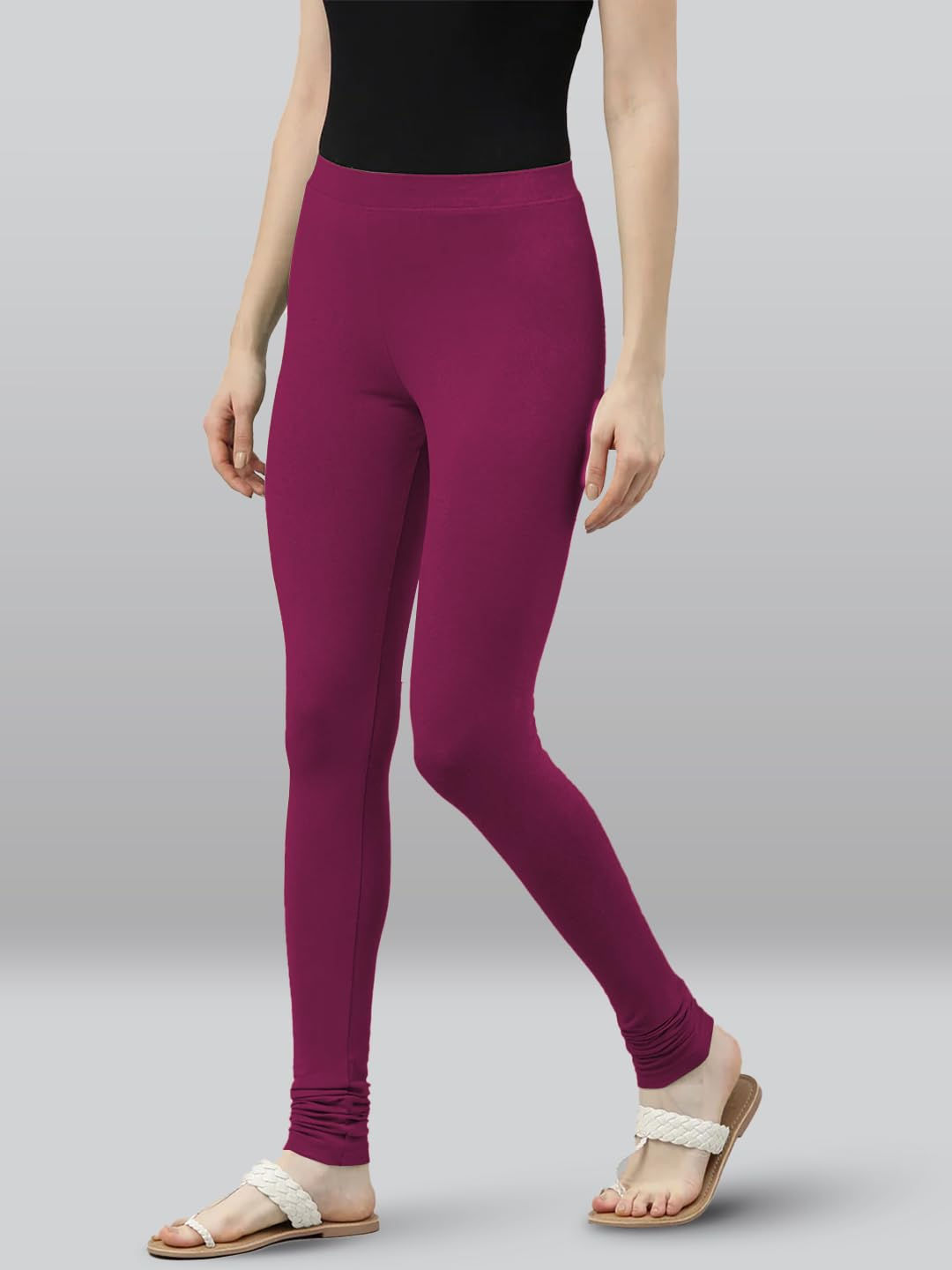 Premium Viscose Full Length Churidar Leggings for Women - Light Purple - Image 4