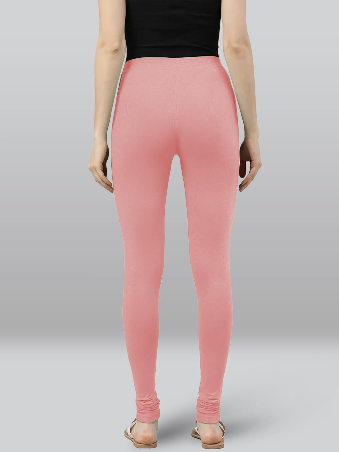 Premium Viscose Full Length Churidar Leggings for Women - M. Peach - Image 3