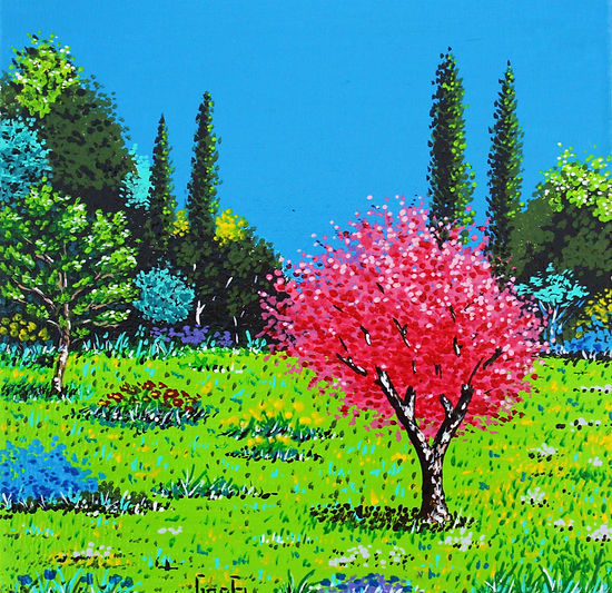 PRINTEMPS MEDITERRANEEN - 2019 - Acrylique sur lin 20 x 20 cm