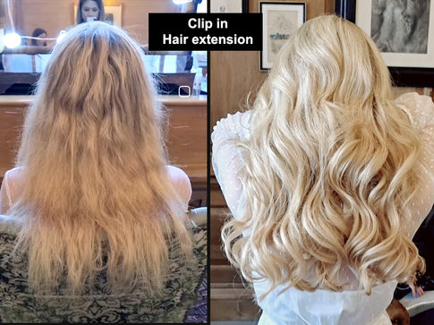 Natural bouncy soft curls hair with hair extension, luxury makeup & hair service London