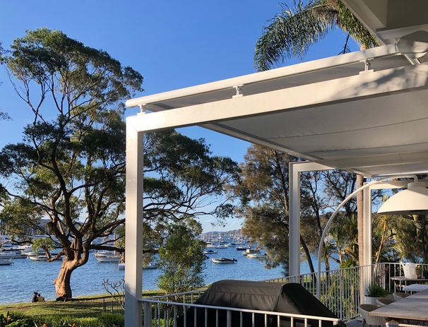 Aluxor Sundream retractable awning mounted on a pergola