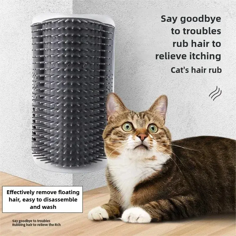 Thumbnail: Wall Mount Corner Cat Self Groomer Comb Ergonomic Pet Massage Hair Remover Brush