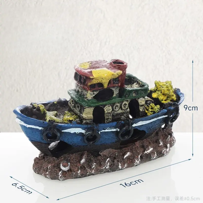 Thumbnail: Resin Sunken Pirate Ship Aquarium Ornament, Fish Tank Wreck Hideout Cave Landsca