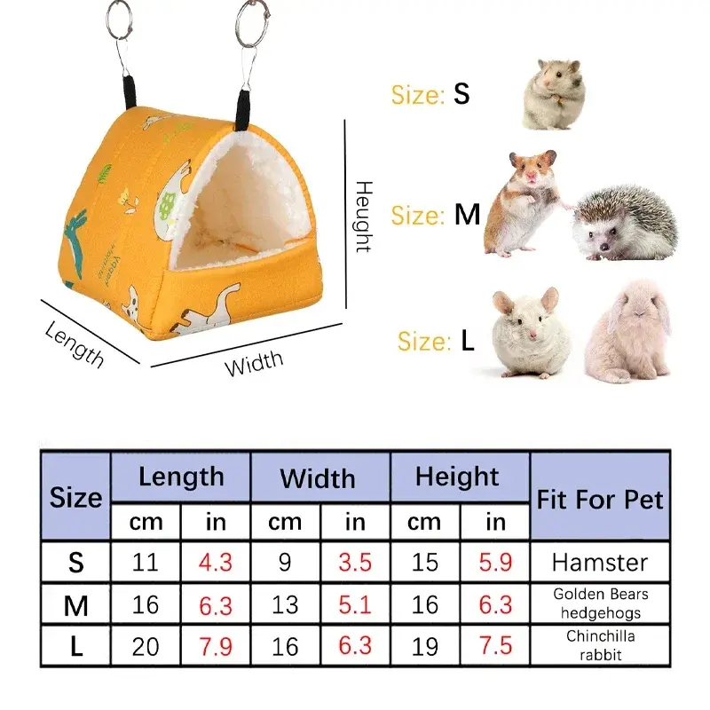 Thumbnail: 1pc Cute Print Bird Bed Mini Cage Rabbit Squirrel Mat Guinea Pig Nest Hamster Ho