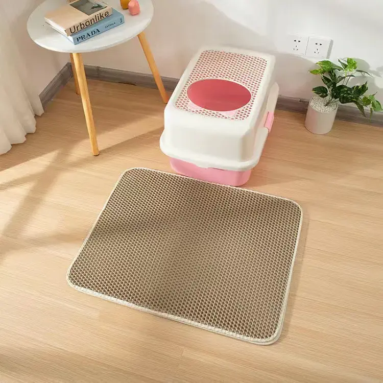 Thumbnail: Cat Litter Mat With Gift Double Layer Waterproof Pet Litter Box Mat Non-slip San