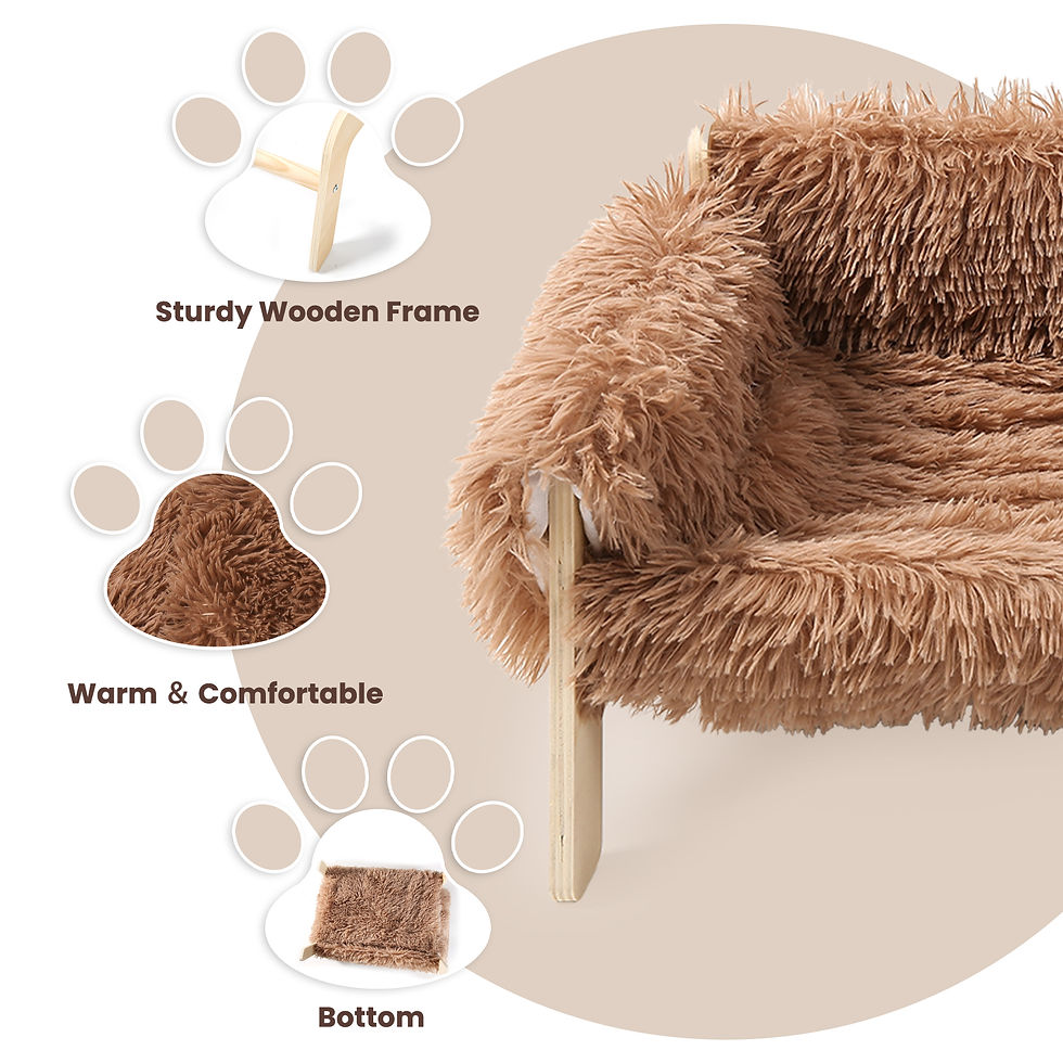 Thumbnail: Large Cat Bed Sturdy Wooden Leg Raised Plush Cat Sofa Bed Kitten Bed for Indoor 