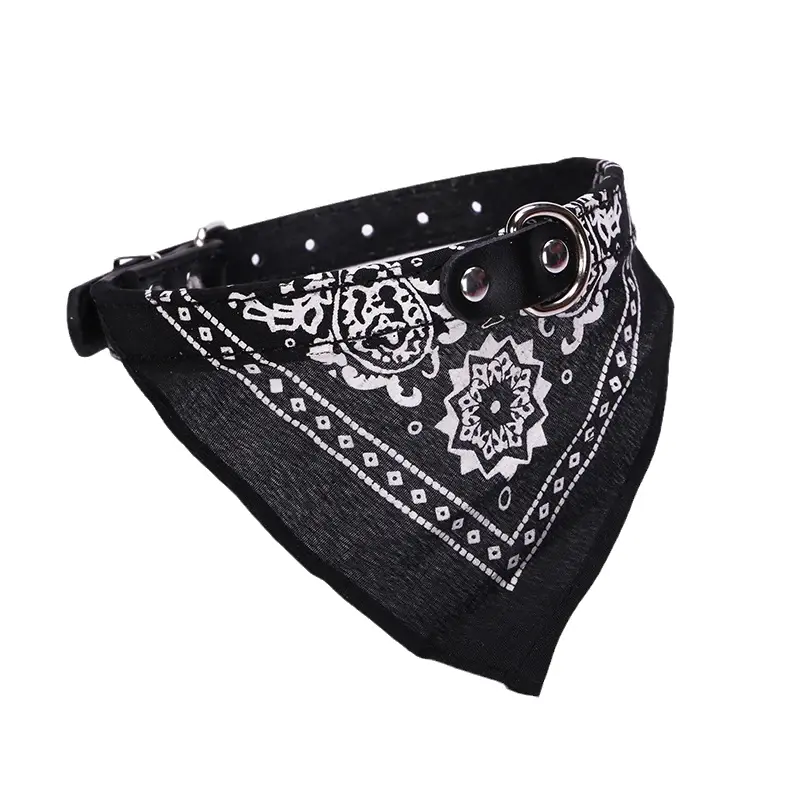 Thumbnail: PU Cat Dog Collar with Scarf for Small Medium Dogs Chihuahua Corgi Puppy Adjusta