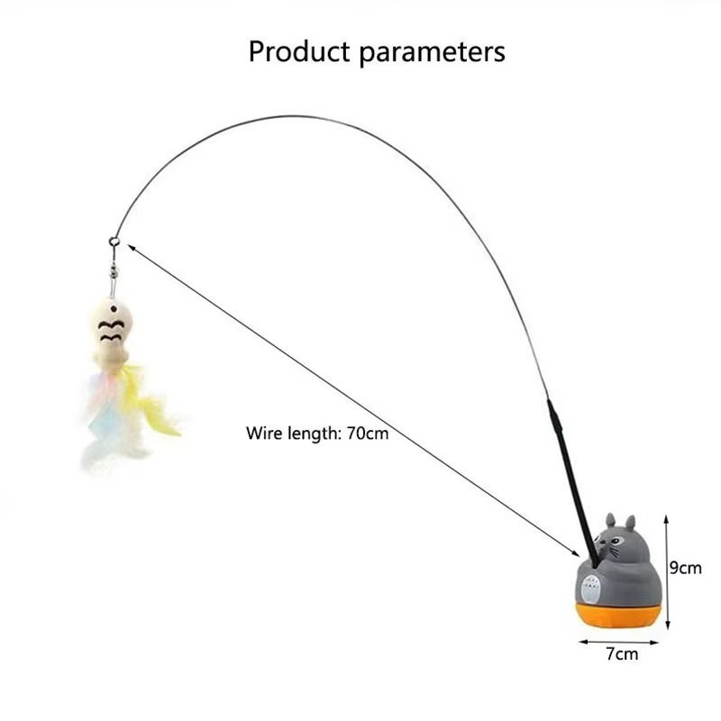 Thumbnail: Rotating Cat Teaser Wand Steel Wire Cute Cat Toy With Bell Fish Interactive Bite