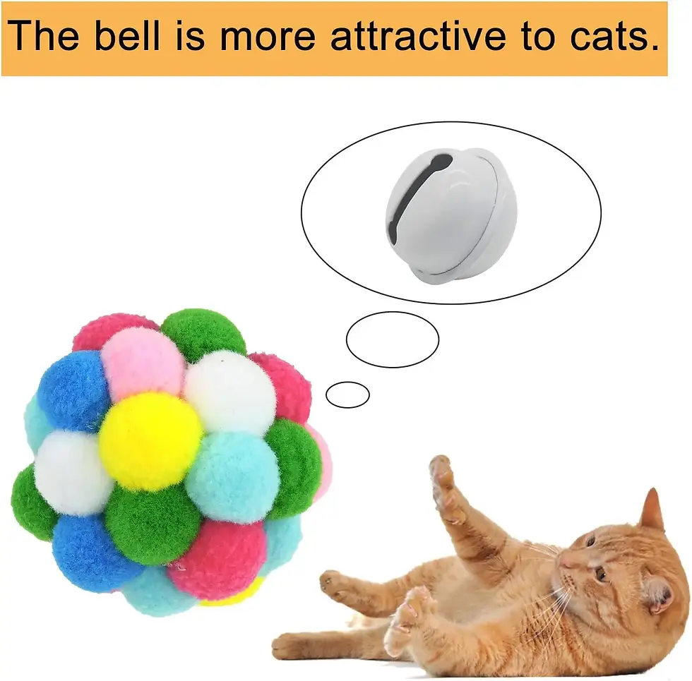 Thumbnail: 3/60pcs Cat Toys Balls with Bells, Color Cat Pom Balls, Tinsel Sparkle Balls, In