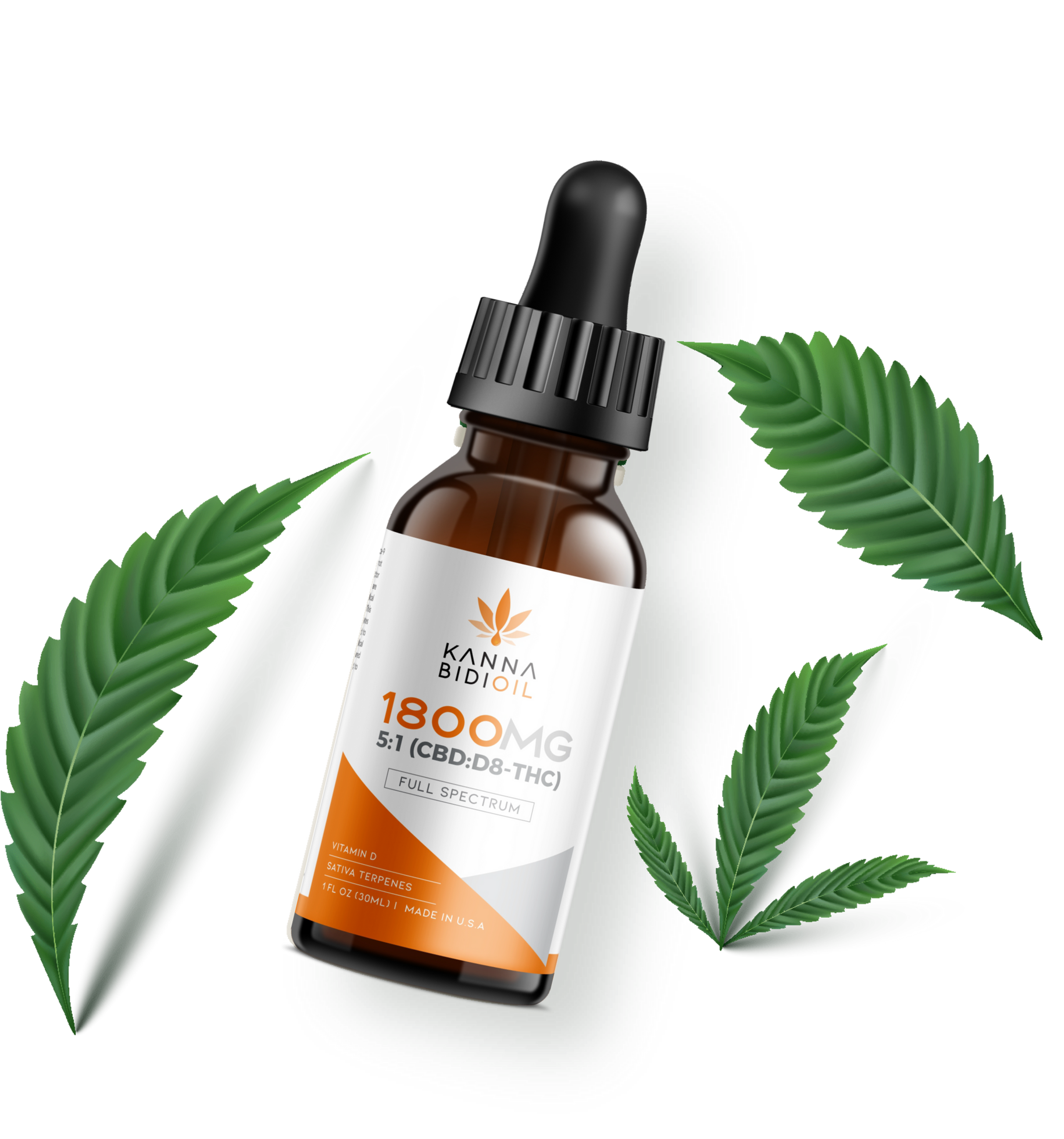 KannabidiOil 1800MG 5:1 (CBD:D8-THC) Vitamin D & Sativa Terpenes  30mL