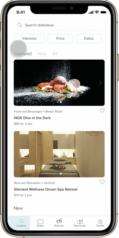 date ideas app navigation