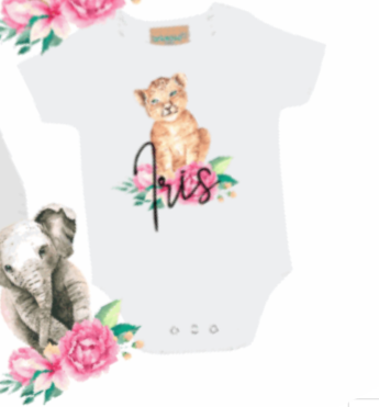 Thumbnail: Personalised baby grow, bib or vest - Jungle Animals & Flowers