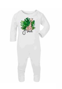 Personalised Giraffe baby grow, bib or vest - Jungle Animals