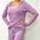Thumbnail: Front view of model wearing the "Love Me" V-Neck Lounge Pullover Top in Lilac