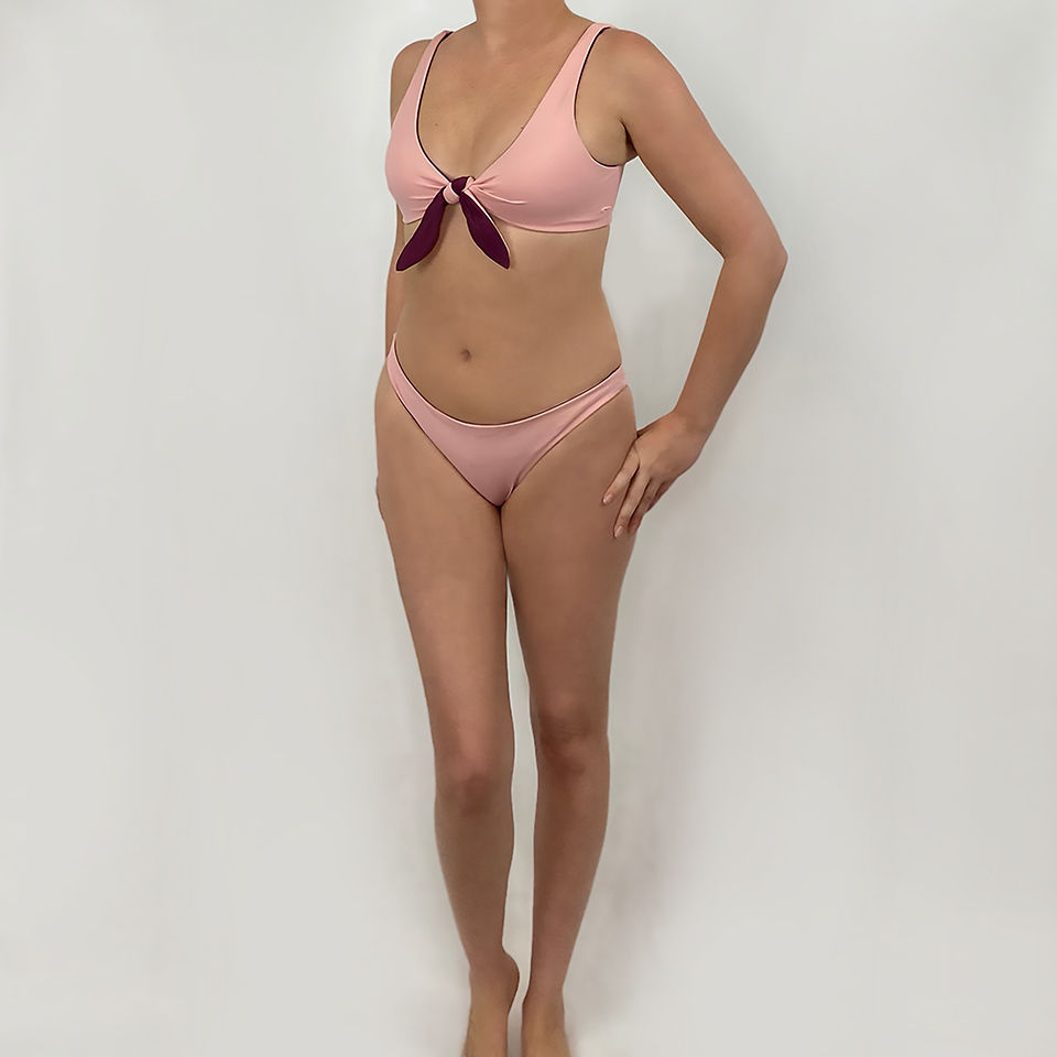Thumbnail: Knotty Reversible Bikini Top in Burgundy