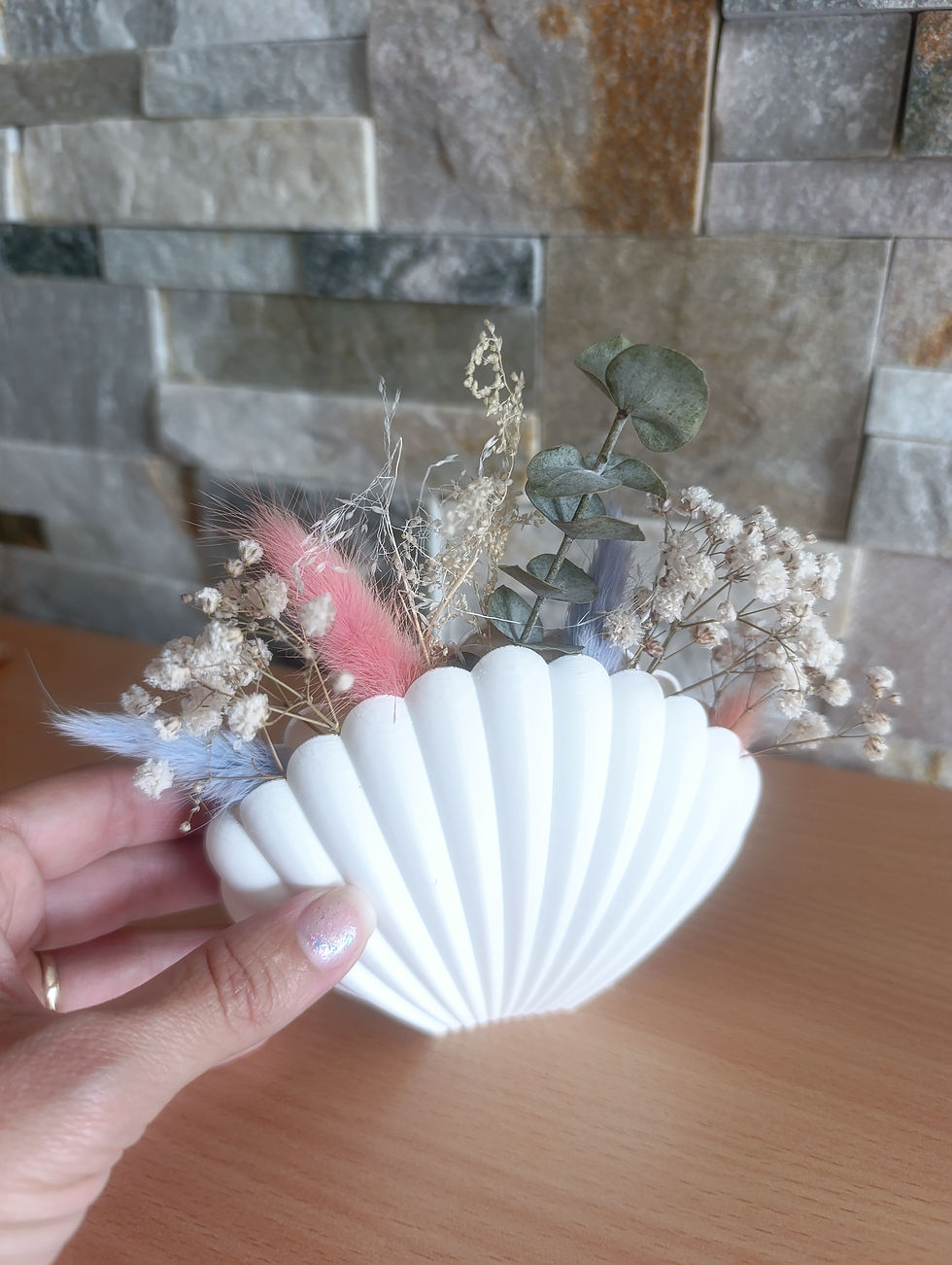 Miniature : Vase coquillage avec fleurs séchées
