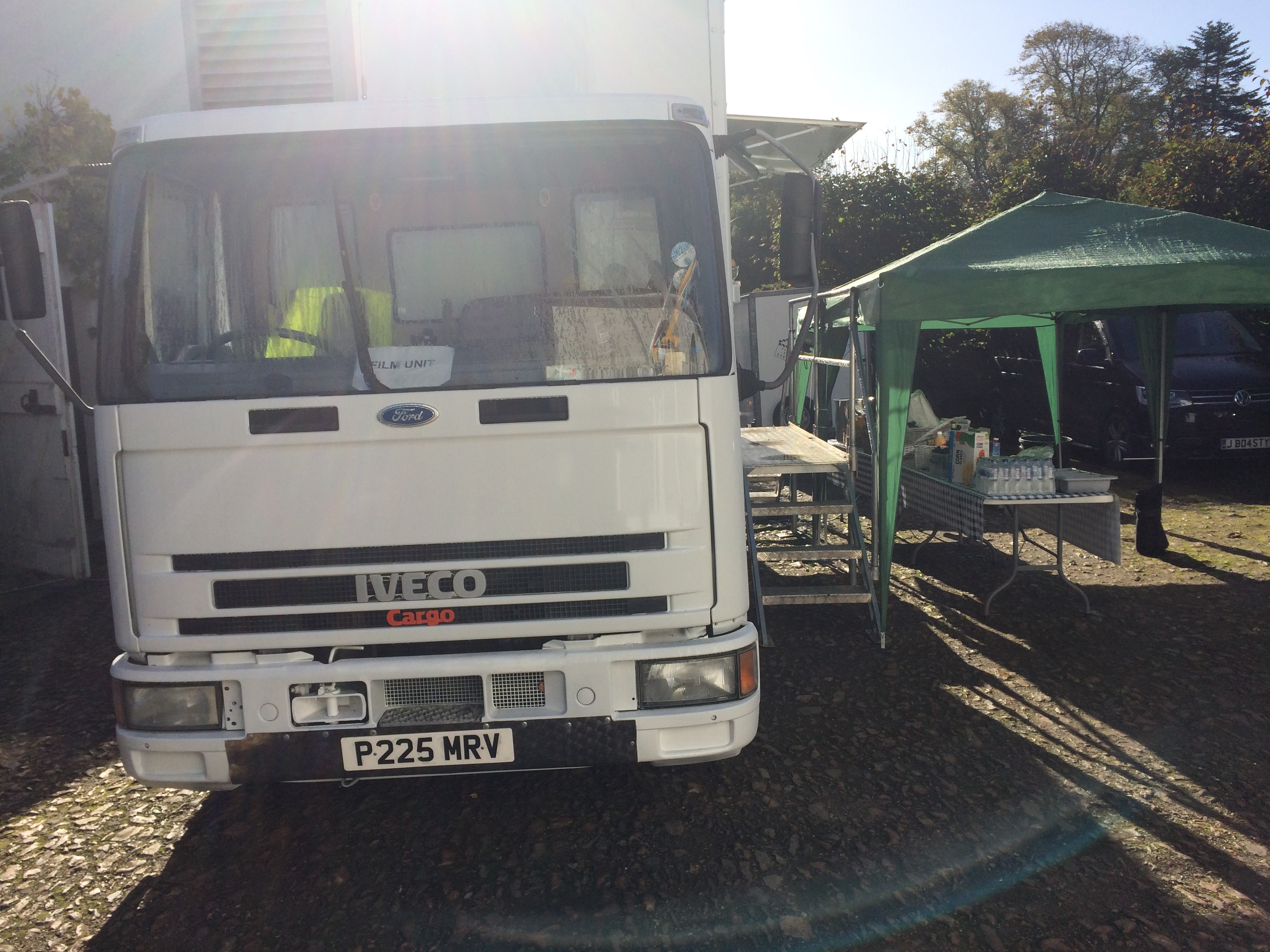 film location catering van setup