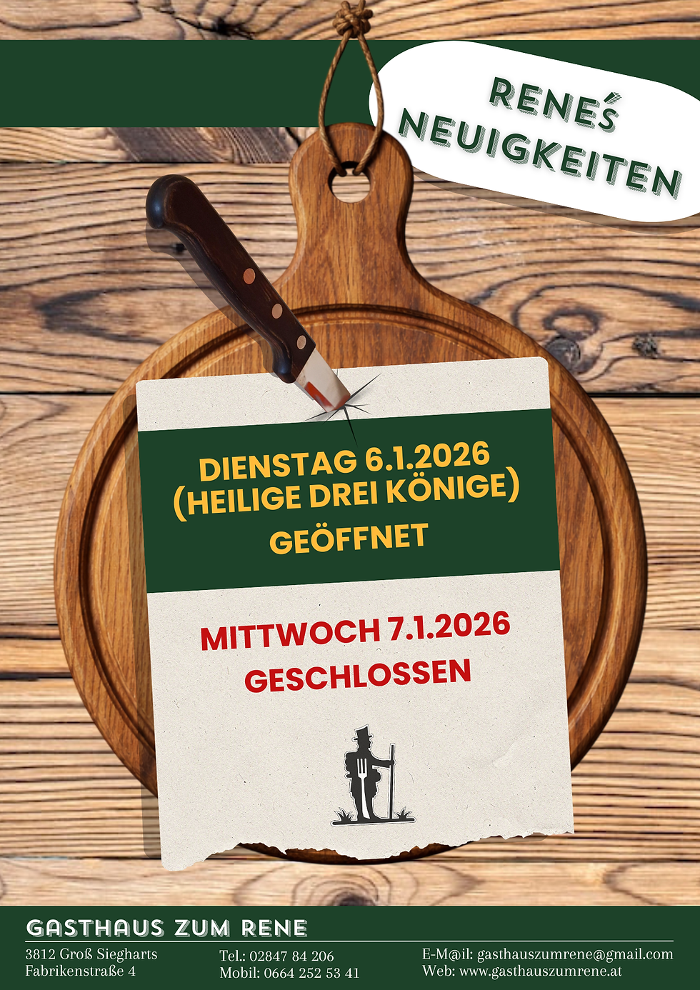 Heilige drei Könige geöffnet!