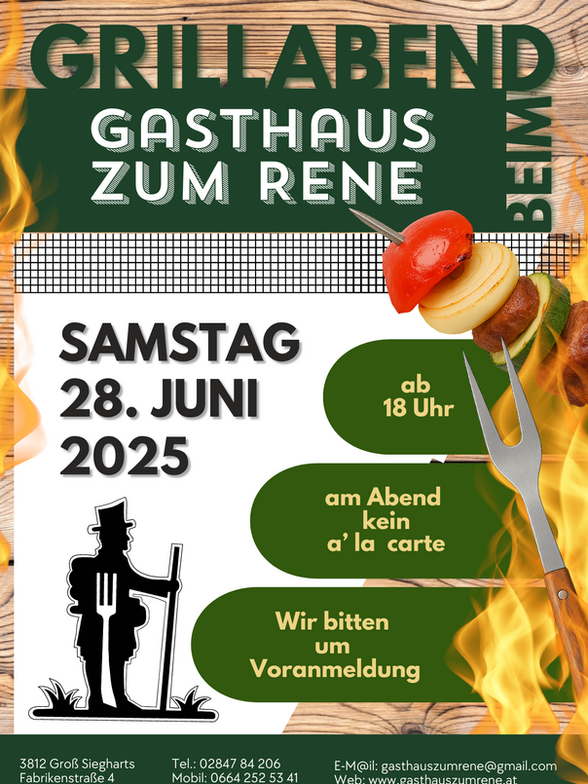 Es ist wieder so weit!!🍻🍴🔥Wir laden euch herzlich ein zu einem genussvollen Abend voller leckerer Grillspezialitäten, guter Gespräche und gemütlicher Atmosphäre.
