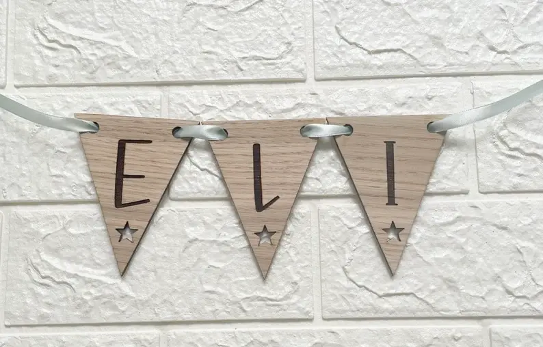Personalised Wooden Triangle Bunting, Personalised Childrens Bunting
