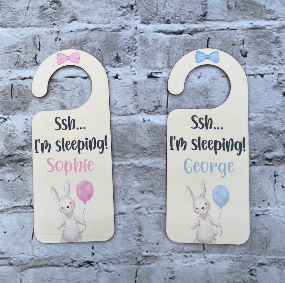 Thumbnail: Personalised Baby Sleeping Door Sign - Rabbit
