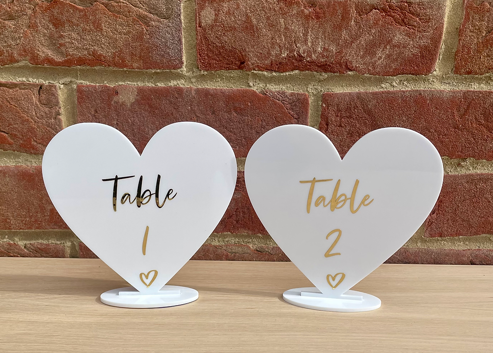 Acrylic Table Numbers, Wedding Table Names, Heart Table Number