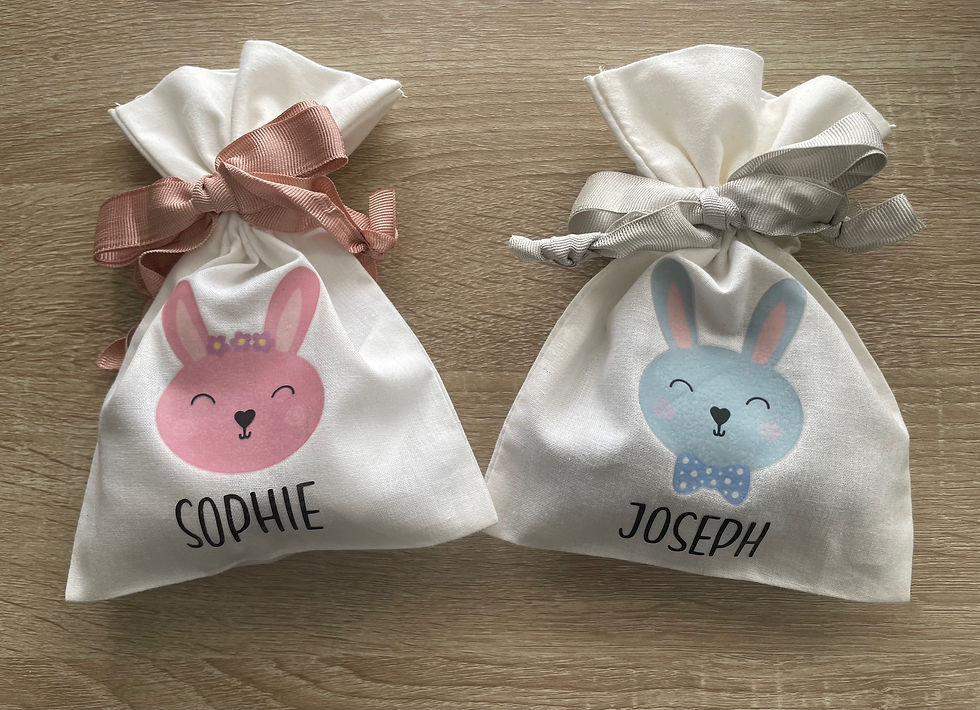 Personalised Easter Bag, Small Easter Drawstring Bag, Easter Table Gift