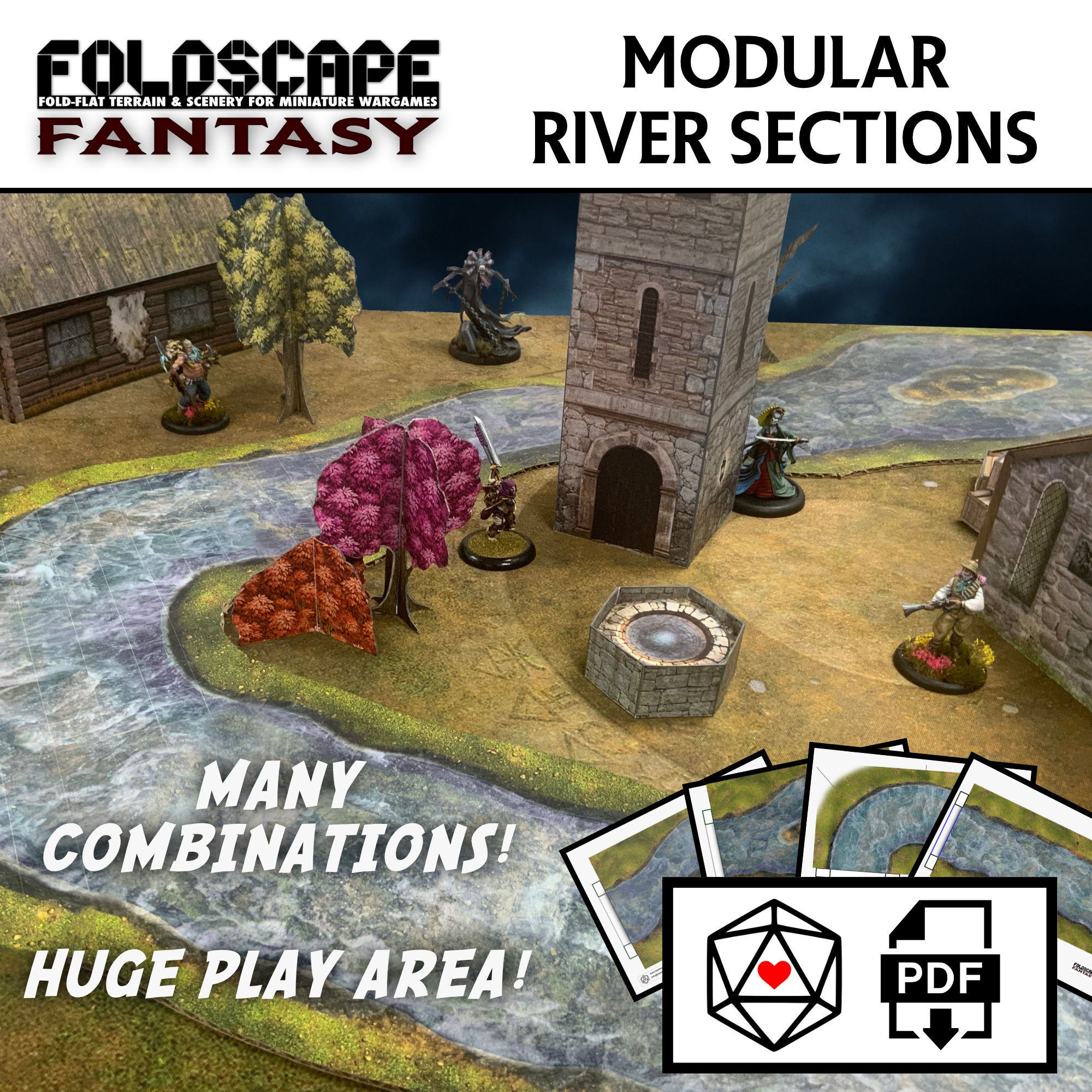 Modular Rivers - Fold Flat Papercraft Terrain