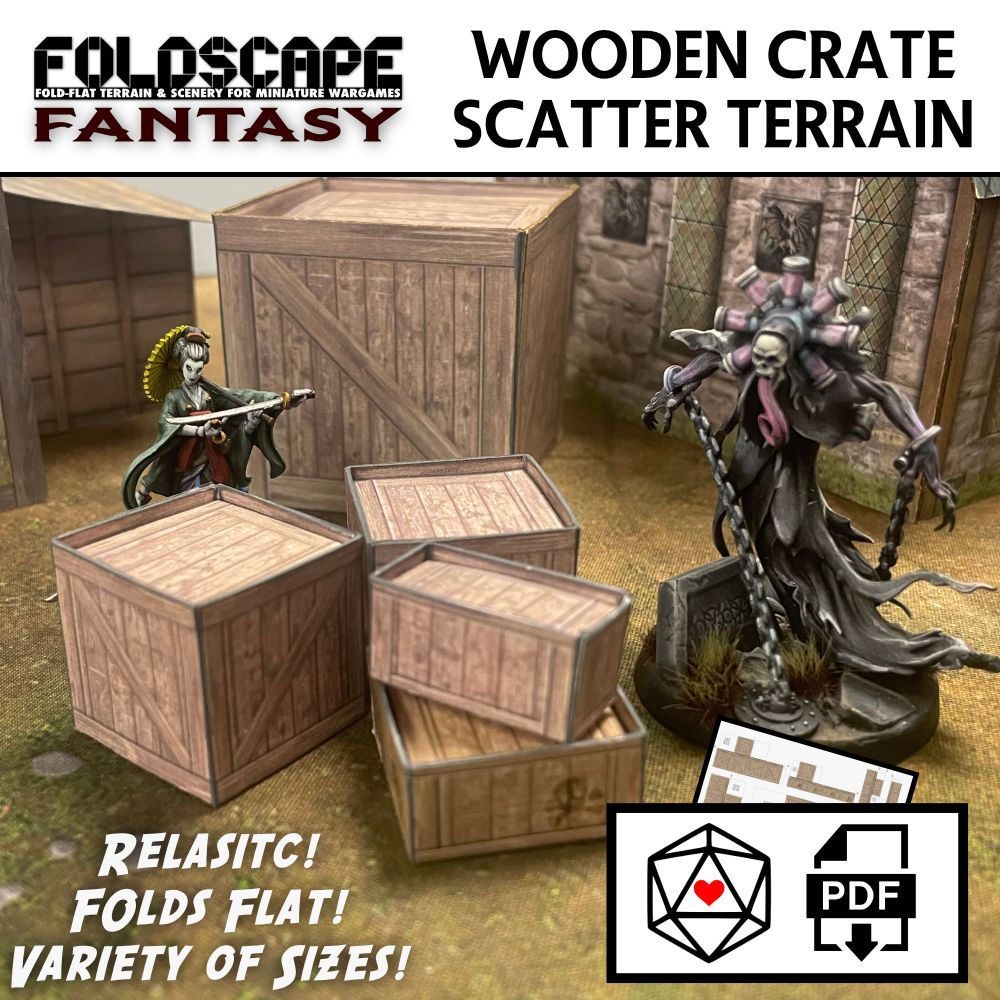 Wooden Crate Scatter Terrain - Fold Flat Papercraft Terrain