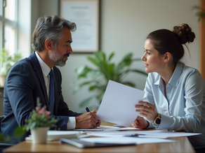 Insurance agent discussing policy details with client