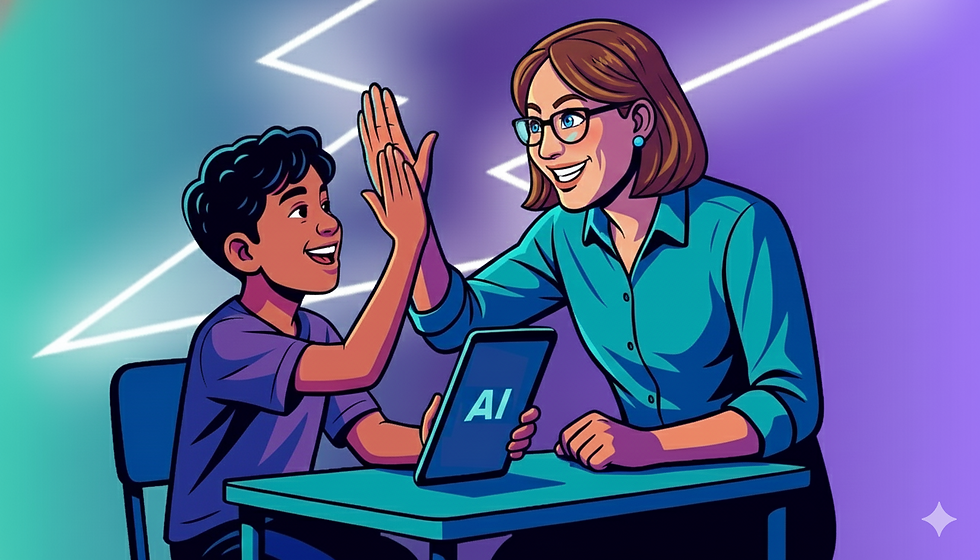 Teachers and students collaborate , leveraging AI technology to enhance learning experiences.