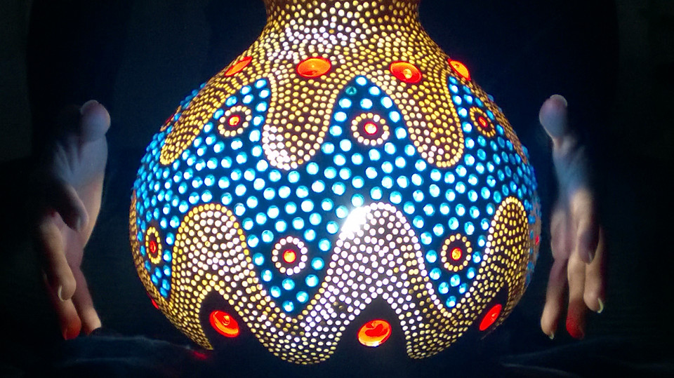 gourd lamp, unique gift ideas, boho home deco