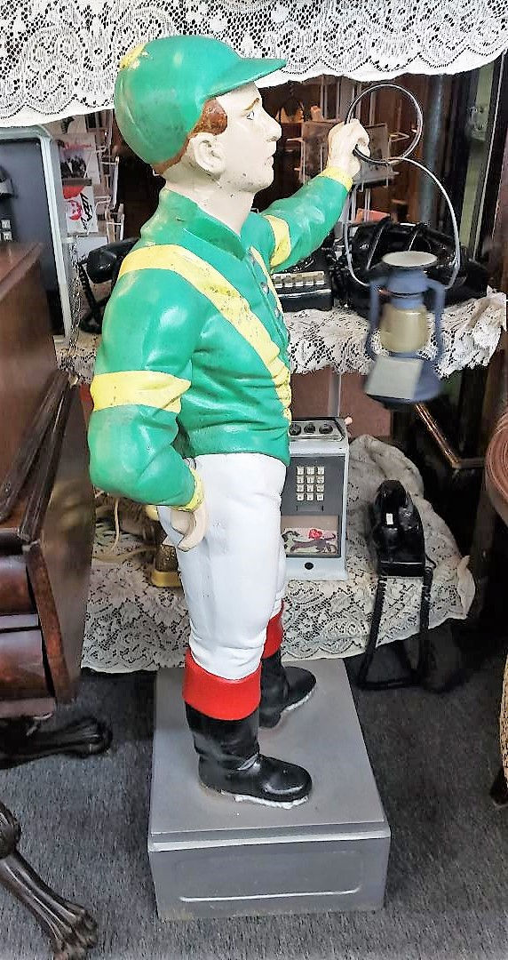 Thumbnail: Genuine all metal Lawn jockey w/ lantern hitching Post