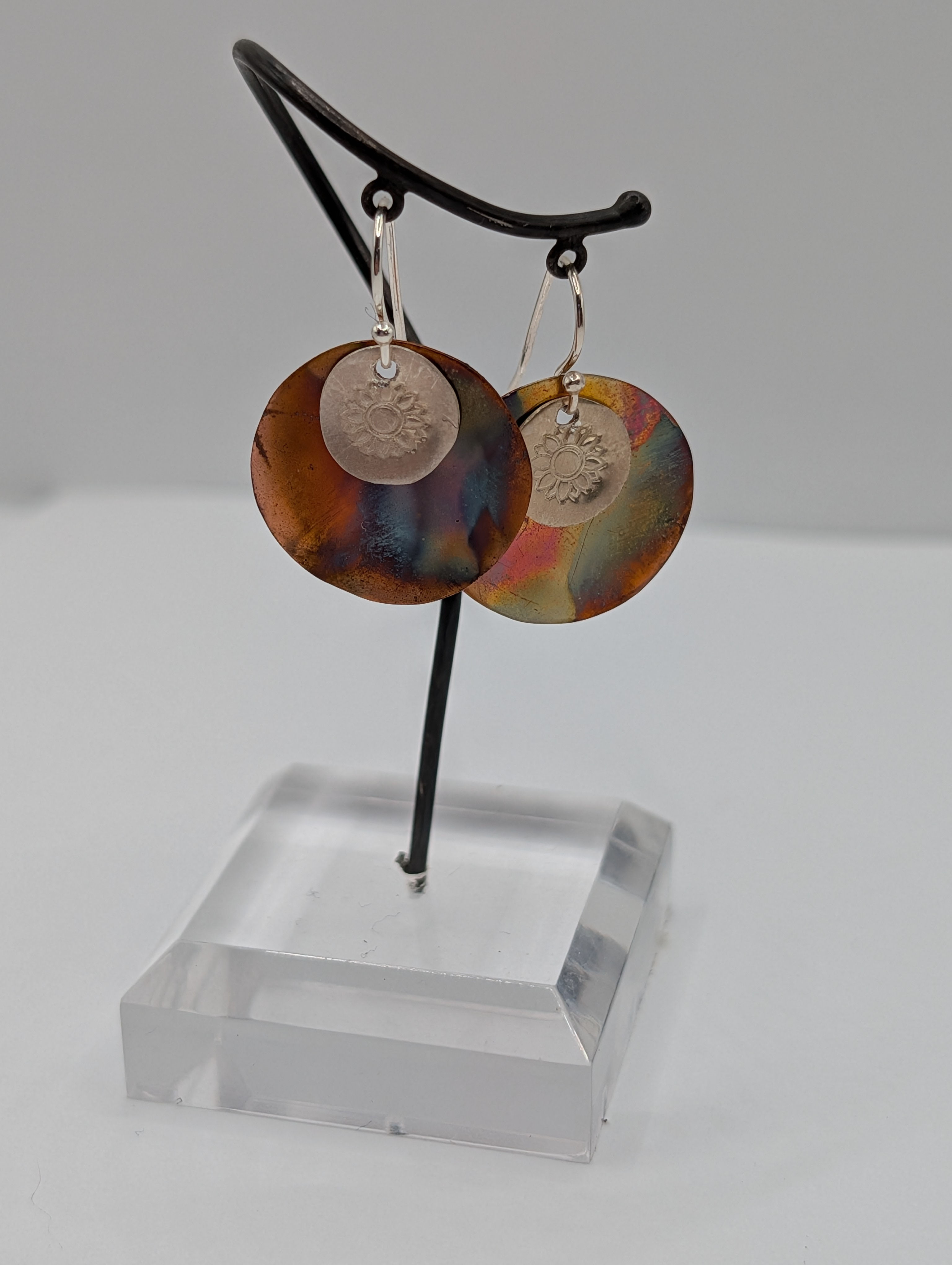"Flame Blossom" Copper Sterling Earrings