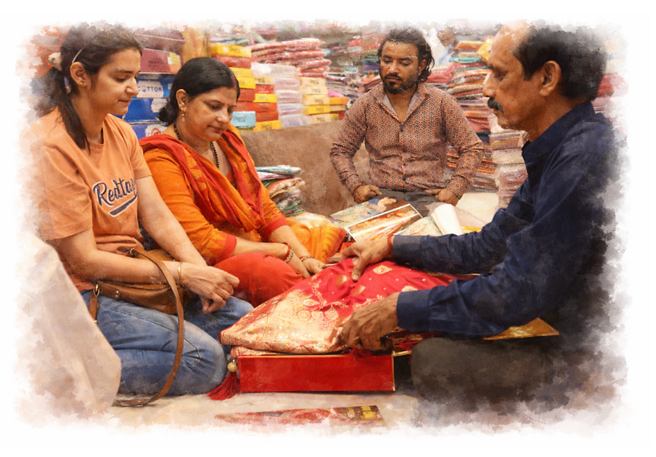 customer handling saree