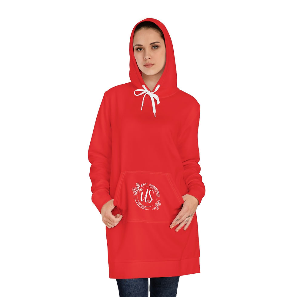 Thumbnail: Floral Logo Women's Hoodie Dress (Red & White)