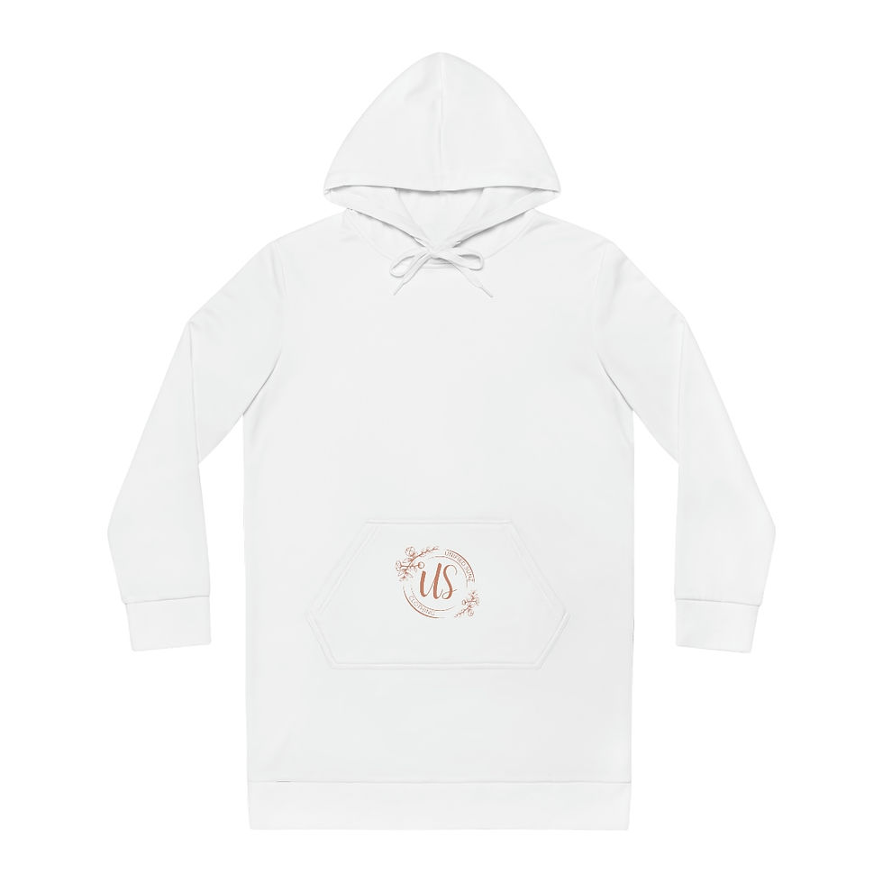Thumbnail: Floral Logo Women's Hoodie Dress (White & Gold)