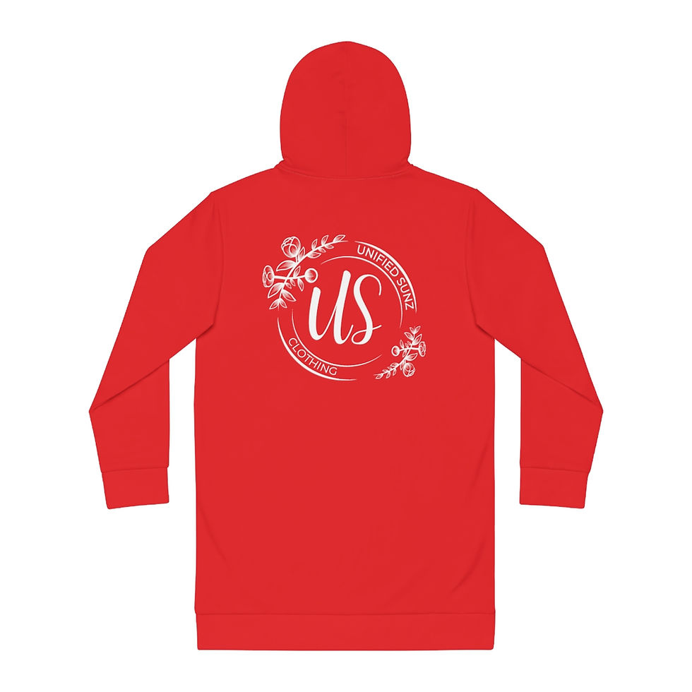 Thumbnail: Floral Logo Women's Hoodie Dress (Red & White)