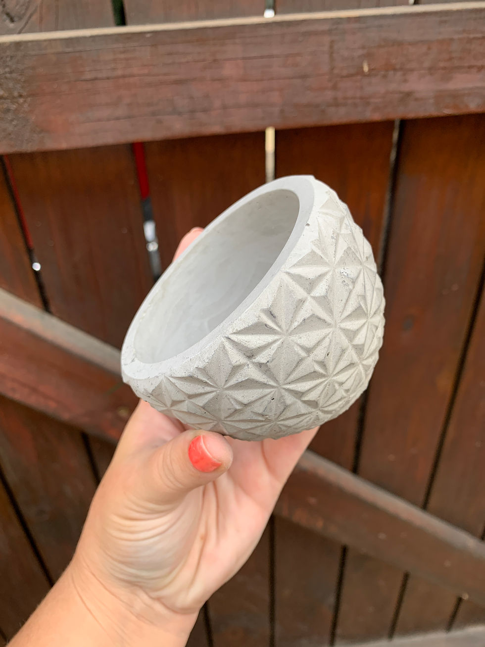 Diamond-Patterned Cement Succulent Pot