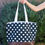 Thumbnail: Dark Green Polka Dot Broad Base Tote Bag